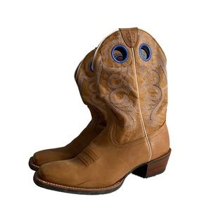 Ariat Crossfire Mens Cowboy Boots Leather Western Blue Square Toe Wide 10.5 EE